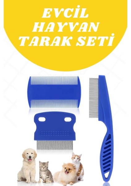 Teknorod Evcil Hayvan Tarak Seti 4'lü Bit Tarağı Ked Köpek Tüyüne Uygun