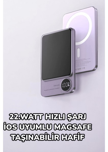 Ios Uyumlu 22.5W Hızlı Şarj Magsafe Powerbank Dijital Göstergeli 10.000 Mah