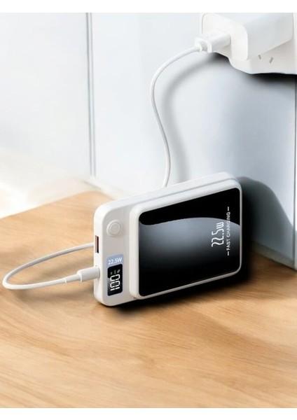 22.5W Magsafe Kablosuz Şarjlı Powerbank Dijital Ekran ve Hızlı Şarj