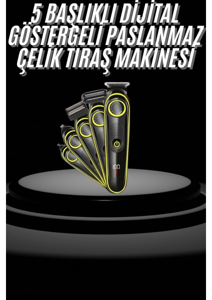 Saç Sakal Şekillendirici Tıraş Makinesi 5 Başlıklı Paslanmaz Çelik Bıçaklı Unısex