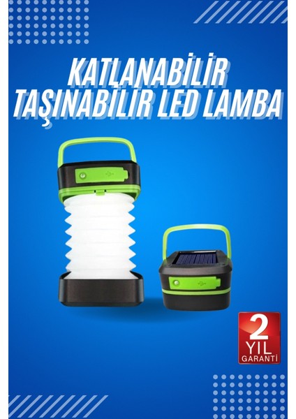 Kamp Lambası Katlanabilir Lamba Solar Şarjlı LED Lamba El Fenerli
