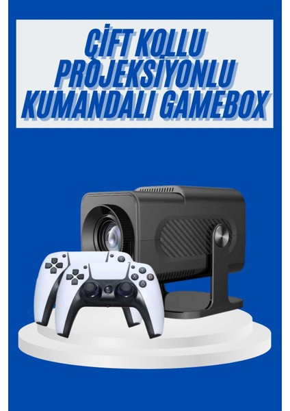4K Android Smart Wi-Fi Çift Kollu Projeksiyon Game Box Kumandalı Taşınabilir