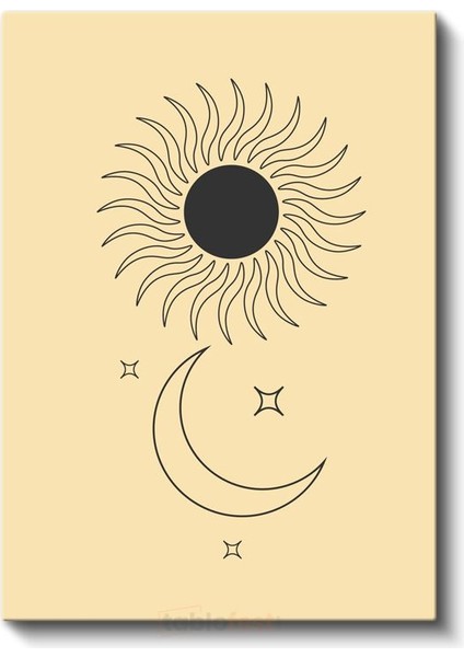 Kozmik Denge - Minimalist Güneş ve Ay Motifli Kanvas Tablo
