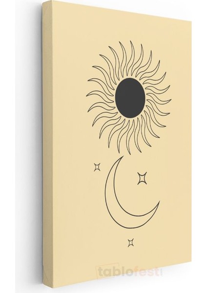 Kozmik Denge - Minimalist Güneş ve Ay Motifli Kanvas Tablo