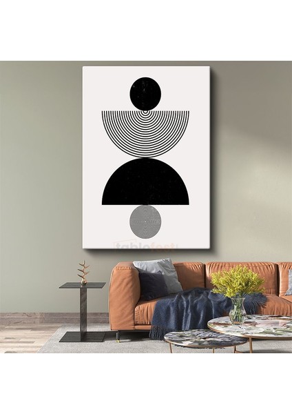 Geometrik Harmoni - Minimalist Siyah Beyaz Desen Kanvas Tablo