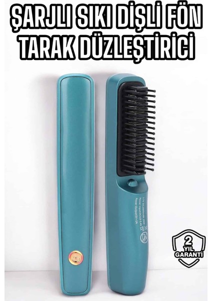 Teknorod Fön Tarak Sıkı Dişli Şarjlı Taşınabilir Saç Düzleştirici