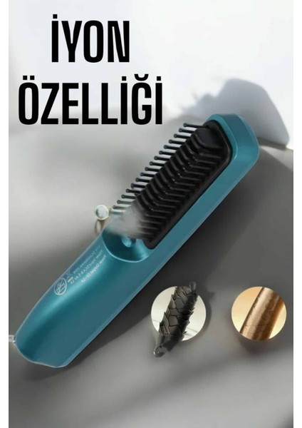 Teknorod Fön Tarak Sıkı Dişli Şarjlı Taşınabilir Saç Düzleştirici