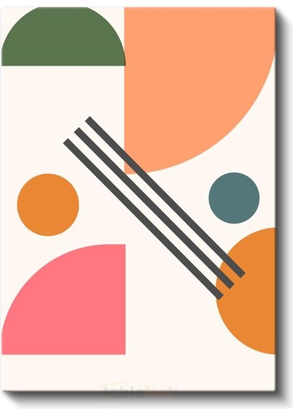 Renkli Diyalog - Minimalist Geometrik Kompozisyon Kanvas Tablo
