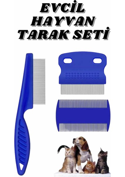 Teknorod Evcil Hayvan Bit Tarağı Seti Paslanmaz Çelik Bıçaklı 4'Lü Set