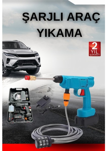 Teknorod Şarjlı Oto Yıkama, Bahçe Sulama Tabancası Makinesi Yüksek Basınçlı