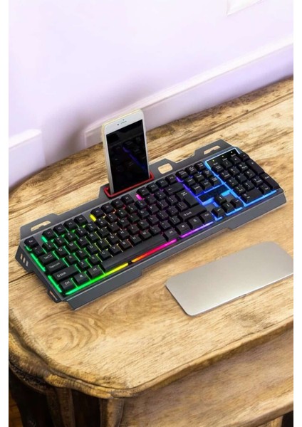 Teknorod Q Klavye Rgb Işıklı Klavye ve Mouse Seti Kablolu Mouse Hediyeliş