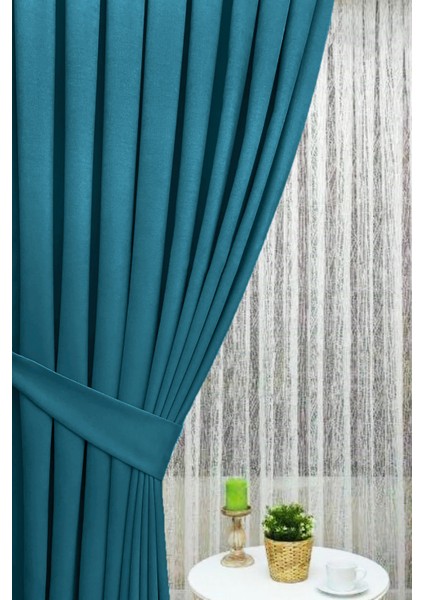 Petrol Mavisi Kadifemsi Kumaş Pileli Fon Perde Petek Dokulu Yüksek Kalite Tek Kanat fiyatları