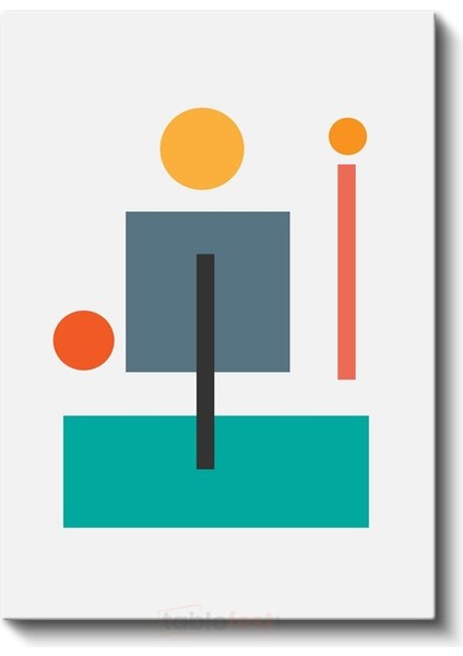 Geometrik Harmoni - Turkuaz ve Turuncu Dairelerle Minimalist Kanvas Tablo fiyatları