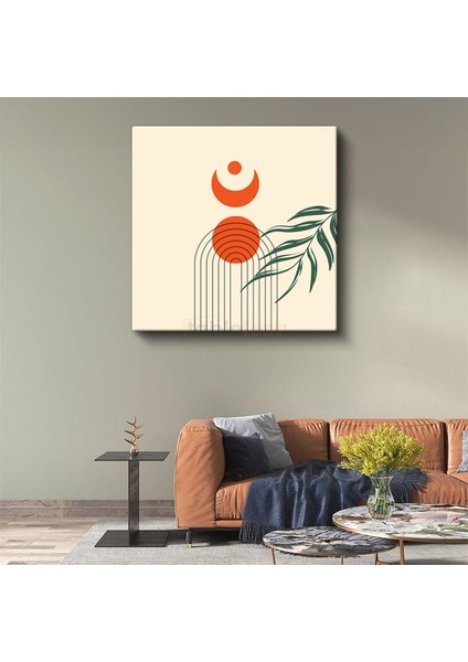 Ay Işığı Botanik - Geometrik Minimalist Kompozisyon Kanvas Tablo