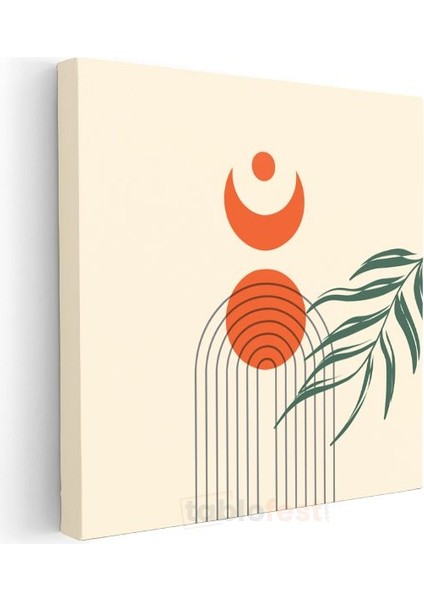 Ay Işığı Botanik - Geometrik Minimalist Kompozisyon Kanvas Tablo modelleri