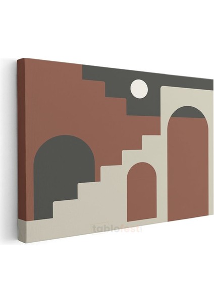 Geometrik Mimari - Toprak Tonları Modern Soyut Yapı Kanvas Tablo modelleri
