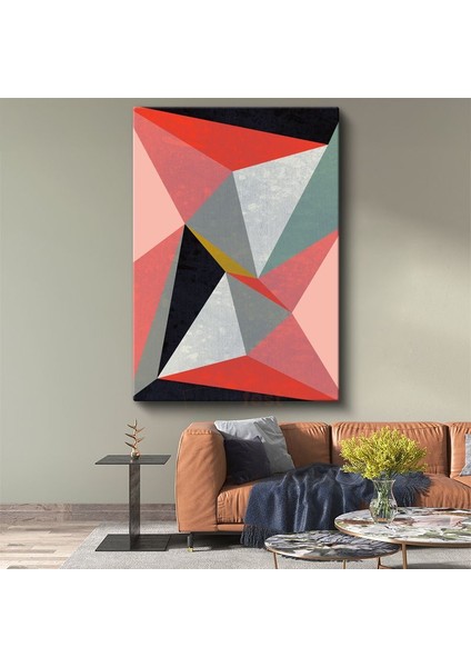 Geometrik Üçgenler - Modern Renkli Kontrast Kanvas Tablo