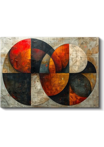 Geometrik Daireler - Modern Soyut Kompozisyon Kanvas Tablo fiyatları