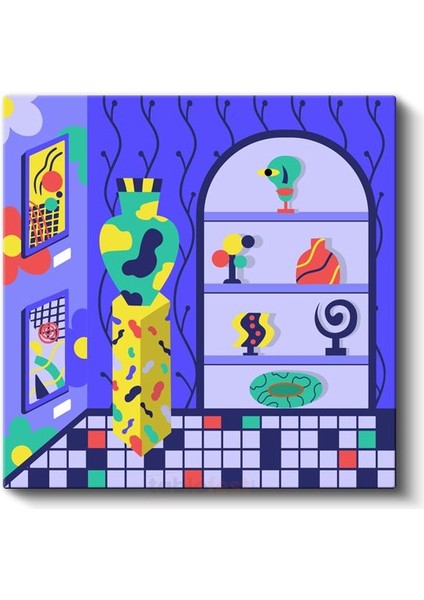 Modern Iç Mekan - Renkli Pop-Art Kompozisyonu Kanvas Tablo fiyatları