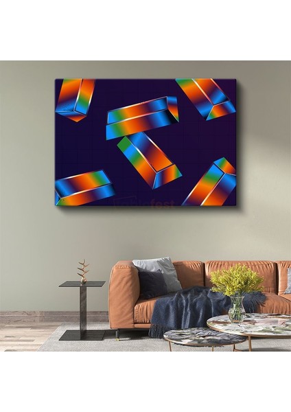 Geometrik Prizmalar - Gökkuşağı Renklerde 3D Soyut Kanvas Tablo