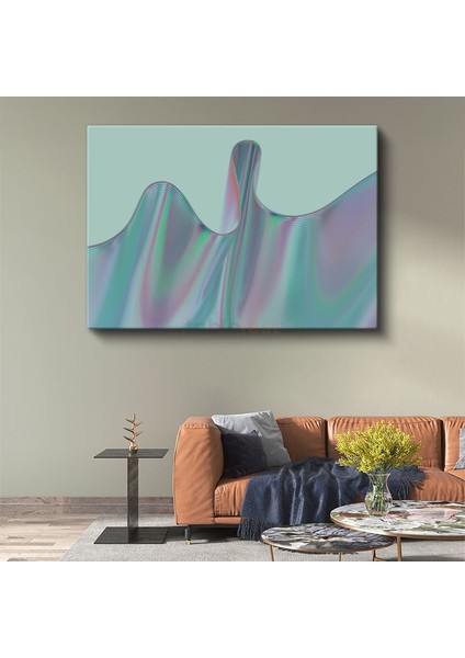 Holografik Dalgalar - Pastel Mint Üç Boyutlu Kanvas Tablo