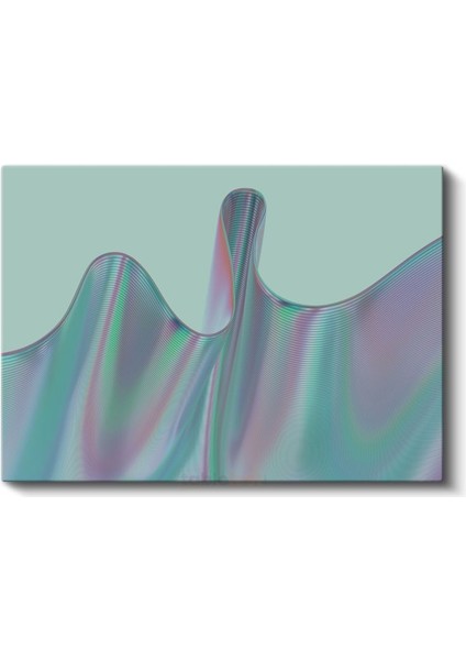 Holografik Dalgalar - Pastel Mint Üç Boyutlu Kanvas Tablo fiyatları