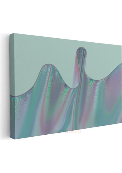 Holografik Dalgalar - Pastel Mint Üç Boyutlu Kanvas Tablo modelleri