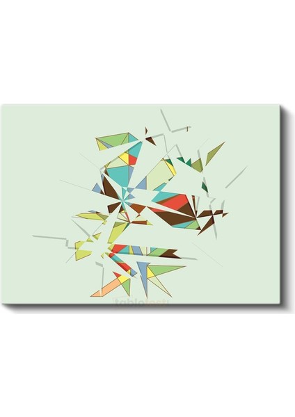 Kristal Parçalanma - Renkli Üçgen Formlarla Geometrik Soyut Kanvas Tablo