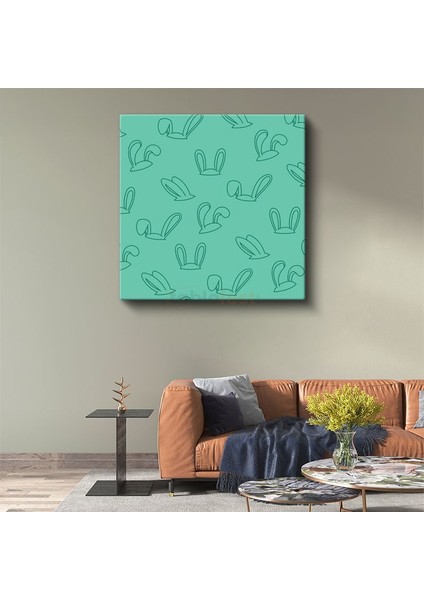 Tavşan Kulakları - Minimalist Çizgi Desenli Mint Yeşili Kanvas Tablo