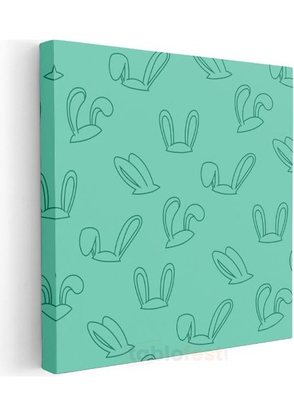 Tavşan Kulakları - Minimalist Çizgi Desenli Mint Yeşili Kanvas Tablo modelleri