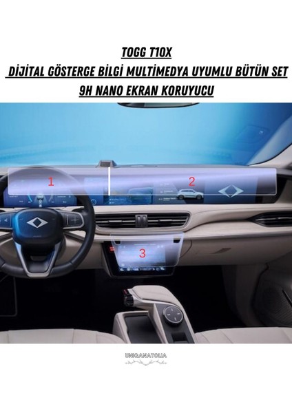 Togg T10X Ekran Koruyucu Dijital Gösterge Bilgi Multimedya Uyumlu Bütün Set 9h Nano Ekran Koruyucu