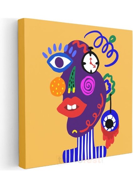 Sürrealist Portre - Modern Sanat Renkli Yüz Ifadesi Kanvas Tablo modelleri