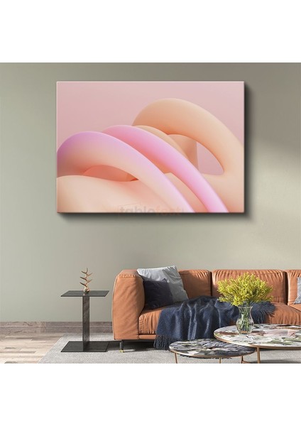 Yumuşak Dalgalar - Pastel Pembe Tonlarında Minimalist Formlar Kanvas Tablo