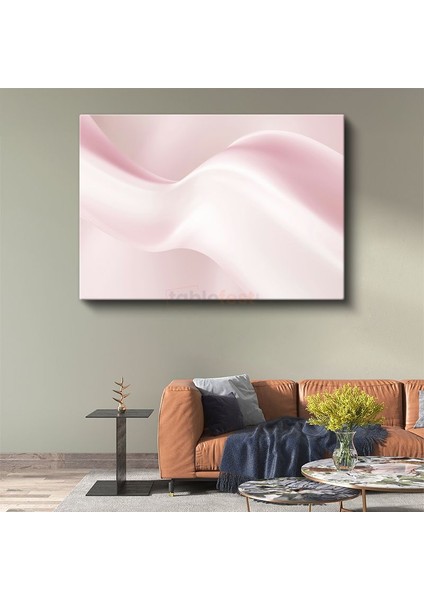 Pembe Dalgalar - Yumuşak Tonlarda Minimalist Soyut Kompozisyon Kanvas Tablo