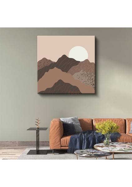 Minimalist Dağ Manzarası - Dokulu Soyut Kompozisyon Kanvas Tablo