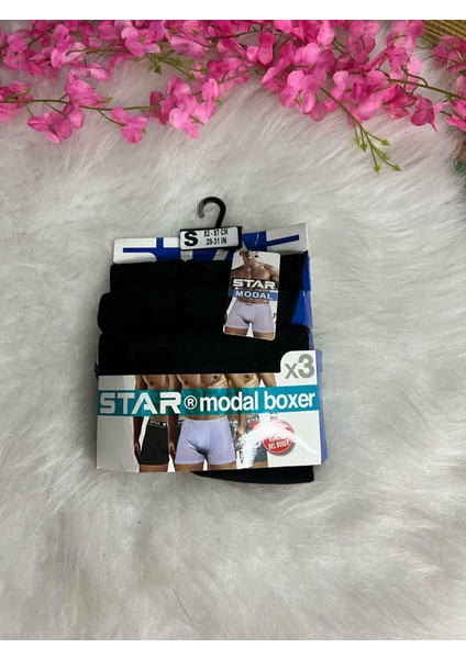 Star Erkek 3 Lü Boxer 113 Siyah