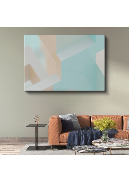 Geometrik Denge - Pastel Mavi Minimalist Kompozisyon Kanvas Tablo