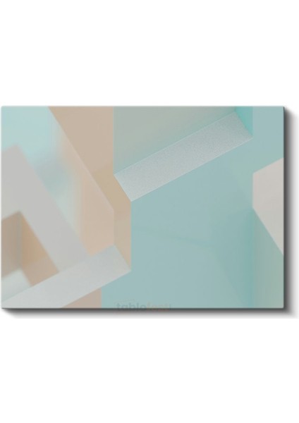 Geometrik Denge - Pastel Mavi Minimalist Kompozisyon Kanvas Tablo fiyatları