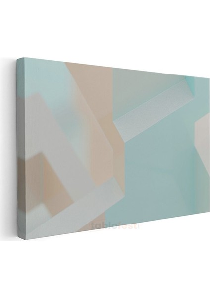 Geometrik Denge - Pastel Mavi Minimalist Kompozisyon Kanvas Tablo modelleri