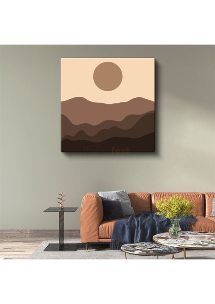 Minimalist Manzara - Sade Çizgilerle Dağ Silueti Kanvas Tablo