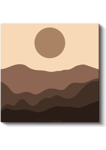Minimalist Manzara - Sade Çizgilerle Dağ Silueti Kanvas Tablo