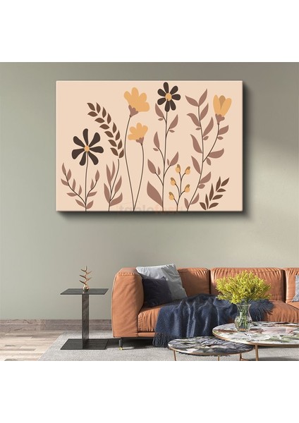 Botanik Siluetler - Minimalist Çiçek Kompozisyonu Kanvas Tablo
