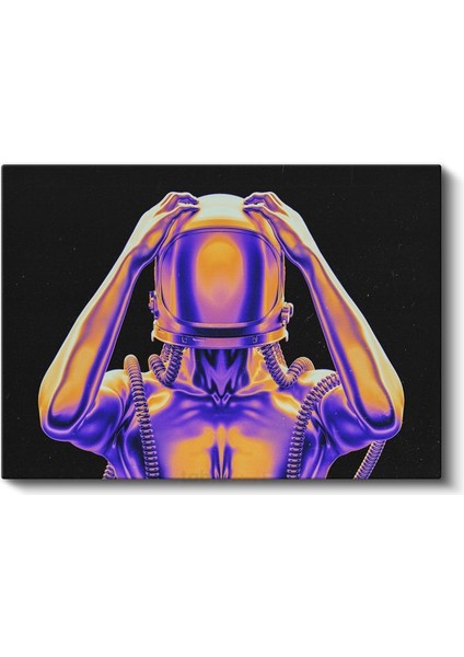 Kozmik Astronot - Neon Renkli Dijital Sanat Kanvas Tablo fiyatları
