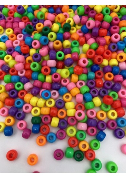 Geniş Delikli Karışık Renkli Plastik BONCUK,9X6MM Yassı Silindir Model Takı Boncuğu (25GR,~60 Adet) modelleri