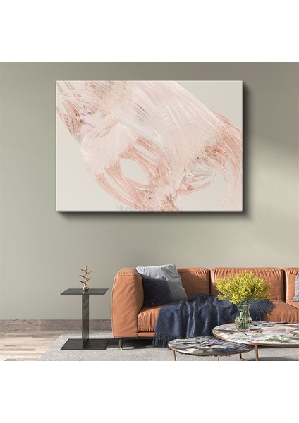 Zarif Akış - Pembe Fırça Darbeleri Minimalist Kanvas Tablo