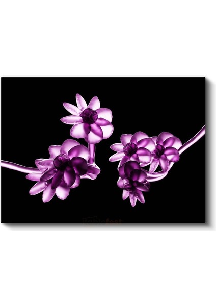 Mor Çiçekler - Dijital Flora Vektörel Kanvas Tablo fiyatları