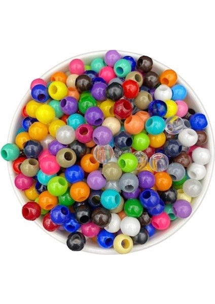 10 mm Karışık Renk Plastik Boncuk ( 150 Adet ) Dekor / Takı / Kuzu Boncuğu -