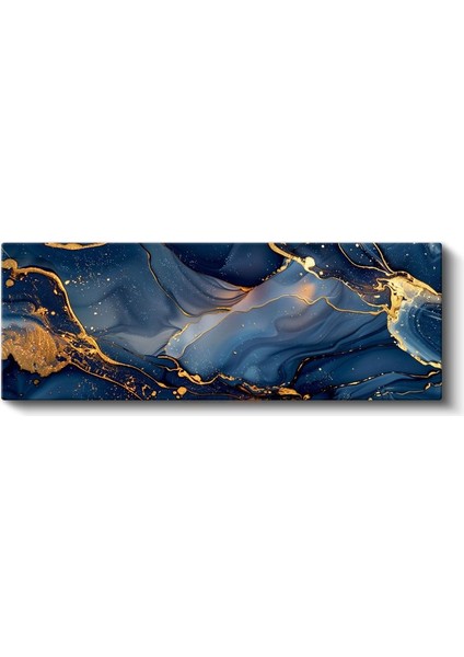 Gece Mavisi - Altın Damarlar ve Akışkan Desenler Kanvas Tablo fiyatları
