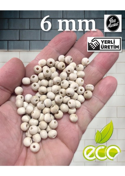 Ekonomik Paket 500 Gram 6mm Ahşap Boncuk - Ham - ( Ort - 3200-3500 Adet )