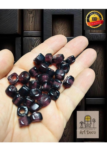 15 Adet El Yapımı Kare Cam Boncuk - Kolye Ucu , Halhal Ucu - ( 1cm x 1cm Kare )
